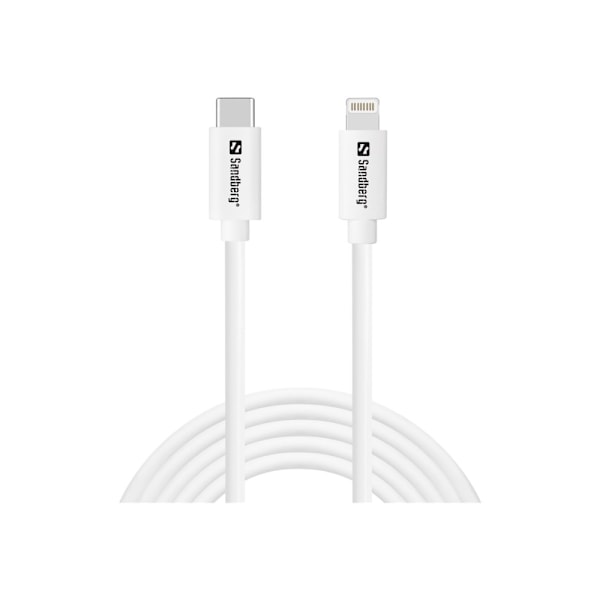 Sandberg - Lightning-kaapeli - Lightning-uros 24-pinniseen USB-C-uros - 2 m - valkoinen