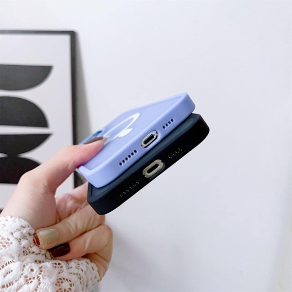 Magnetisk etui med MagSafe til iPhone 15 Plus, lilla lanyardhuller