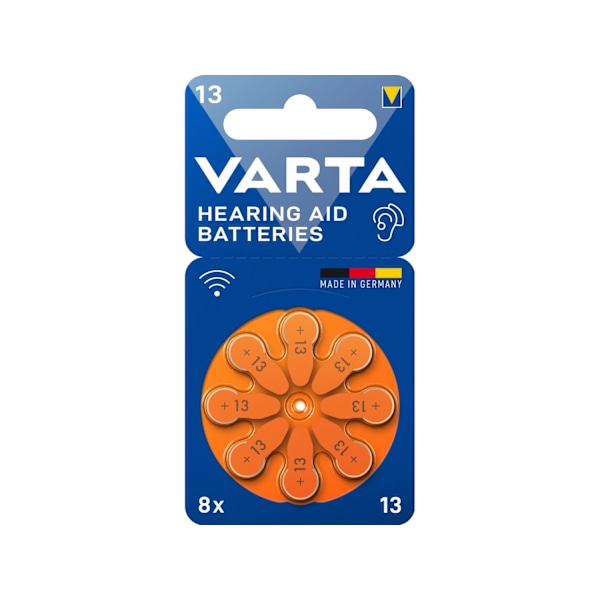 Varta 4043752393705, Engångsbatteri, Zink-luft, 1,45 V, 8 styck, Hg (kvicksilver), 0 - 45 ° C
