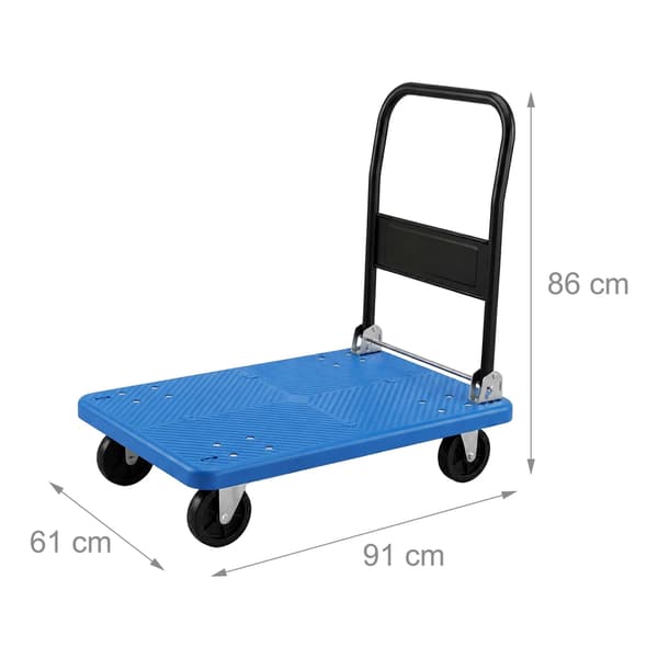 Sammenklappelig platformsvogn, 300 kg kapacitet - Blå