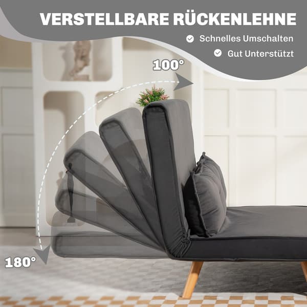 Cabriolet 2-sits bäddsoffa, justerbart ryggstöd, grått tyg