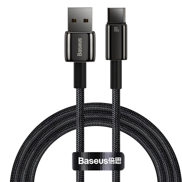 Volframikultakaapeli USB-USB-C 480Mb-s 100W 1m musta