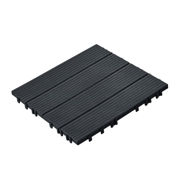 Sammenlåsende terrassefliser, 10-pak, 12x12, mørkegrå