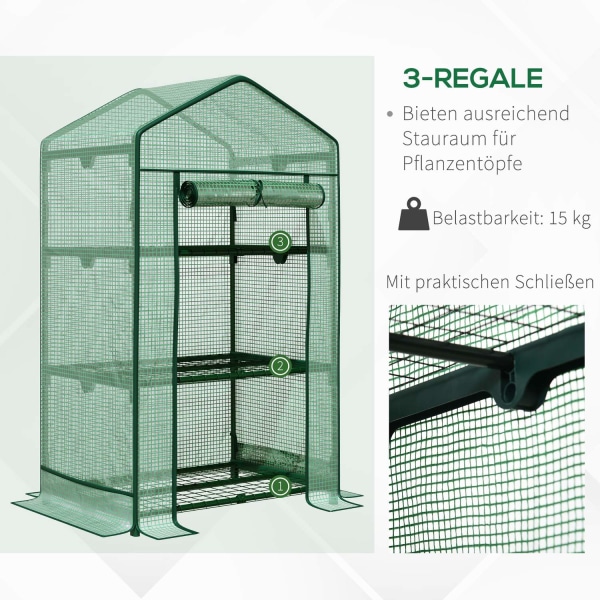 Mini Greenhouse Förökningsväxthus Med Folieskydd Och 3 Hyllor Hy