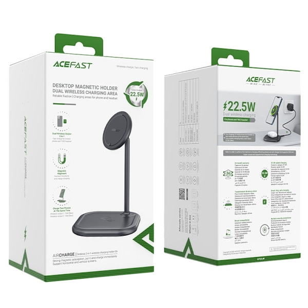 2in1 Qi 15W langaton laturi ja teline iPhonelle ja Apple AirPods E6 mustalle