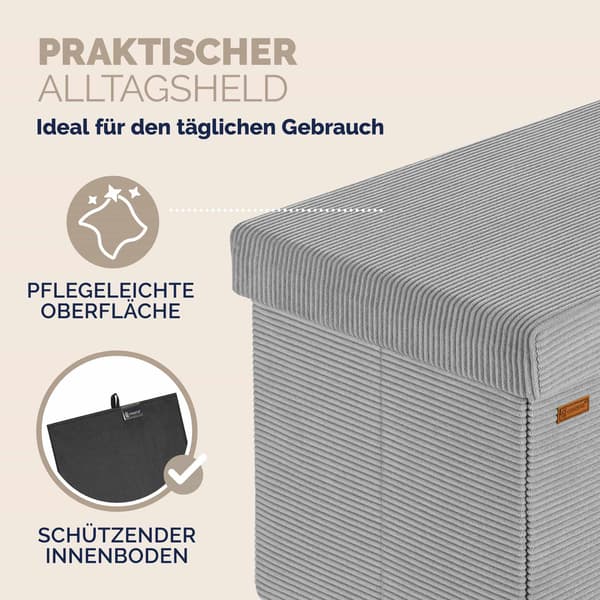 Bænk grå snor 76x38x38cm MDF foldbar