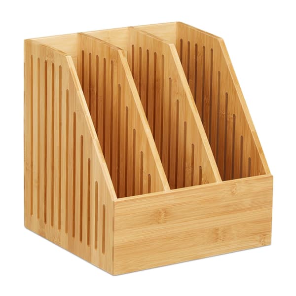 Aikakauslehtienkeräilijä A4 bambu, 3 lokeroa