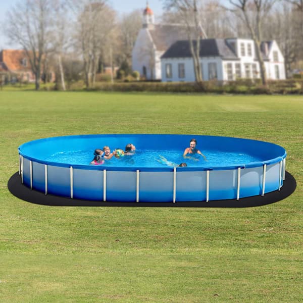 Oval poolmatta 5,5 x 10 m, geotextilunderlag