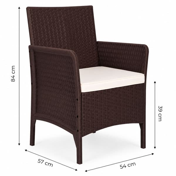 Brun havestol med rattan-look og hynde