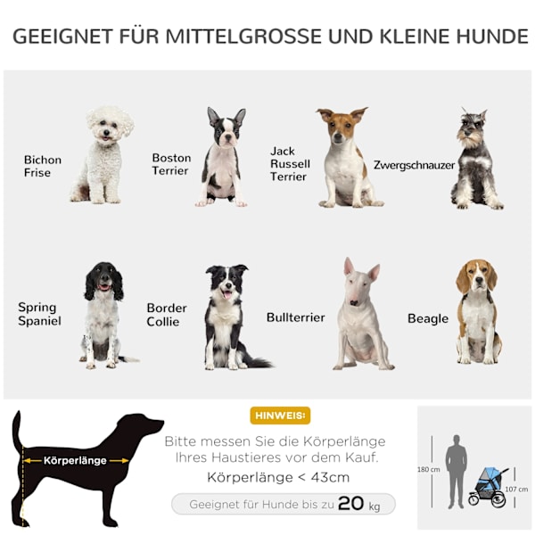 Hundeklapvogn Med Reflekser, Sammenfoldelig, Opbevaringskurv, Solbeskyttelse, Meshvindue, Oxford, Blå