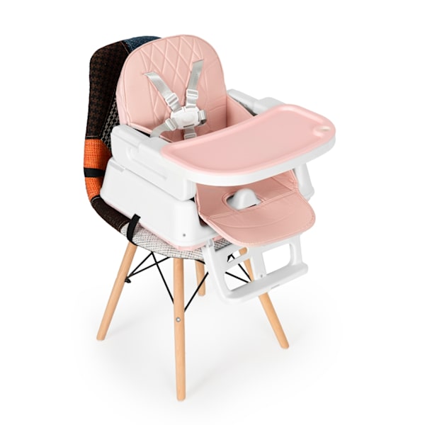 ECOTOYS 3-i-1 foldbar børnefødestol pink