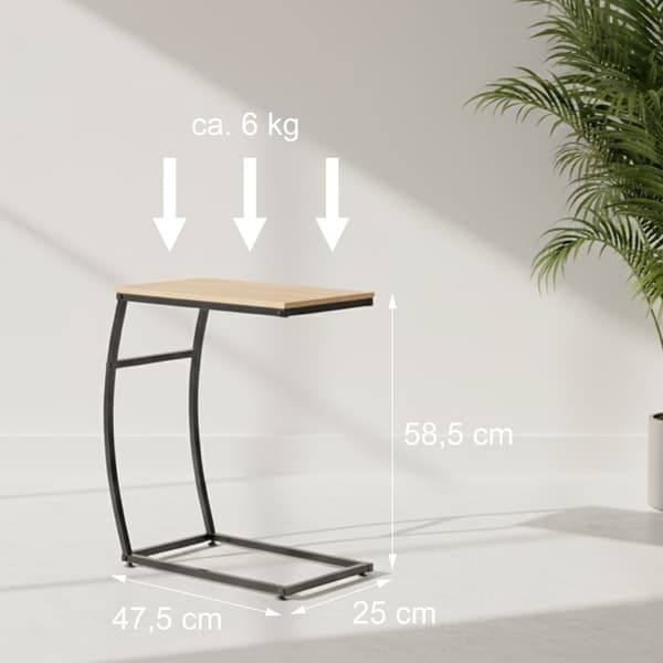 C-format sidobord – metall och MDF, för soffa och säng