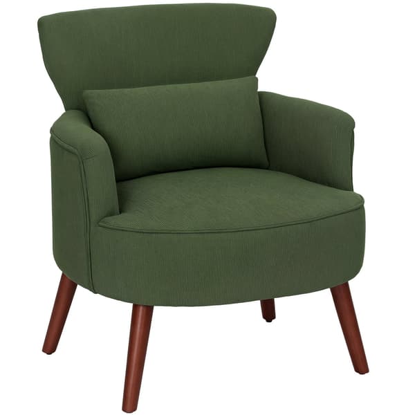 Grøn Corduroy Wingback stol – High-Density Foam, 18 cm polstring