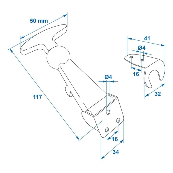 Konepellin kiinnike 12 cm läpipainopakkauksessa