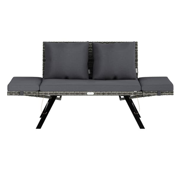 Polyrotting trädgårdsbänk, grå, 176x56x81cm, 2-i-1 solstol