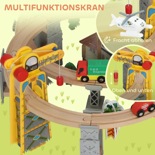 Trætogsæt, 100 dele, magnetisk kran, bøgetræ