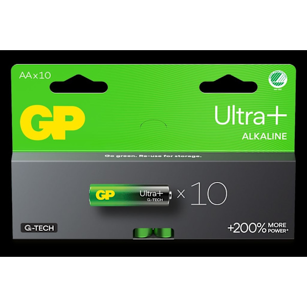 GP Ultra Plus Alkaline AA-batteri, 15AUP/LR6, 10-pak