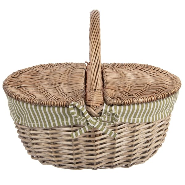 Flätad picknickkorg, stängd, 42x32x35 cm