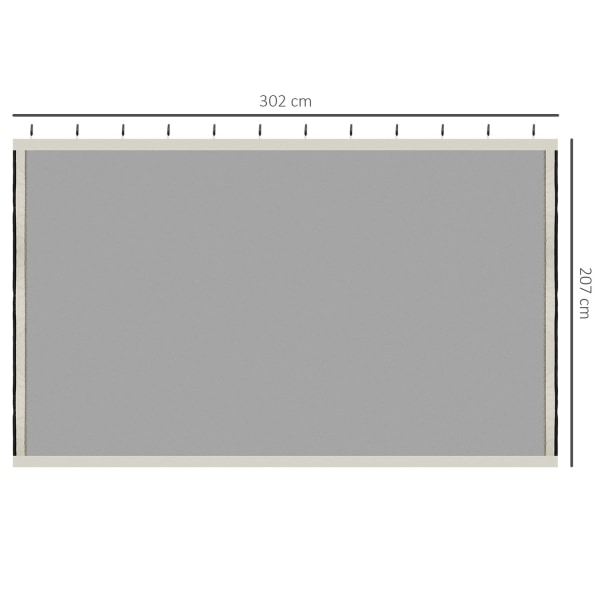 Myggenet 3X3 Gazebo 4 Sidepaneler Fly Net Zip Nylon Mesh Sort