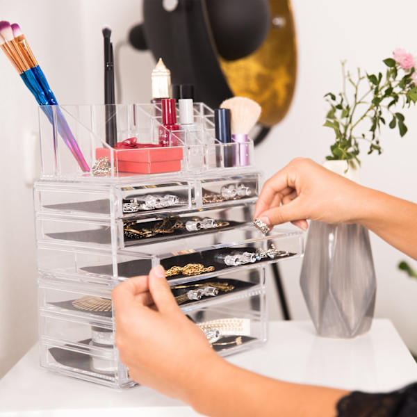 Make-up stativ med otte skuffer