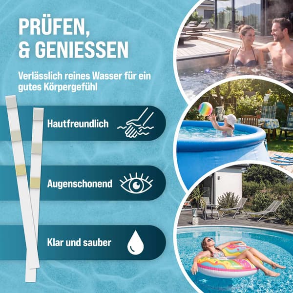 Poolteststrimler 3-i-1, 150 stk. til pH, klor, alkalinitet