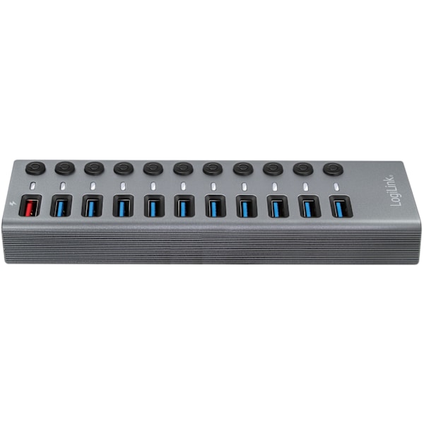 USB-hub 10+1-port med separata På/Av-knappar USB 3.2 Gen 1