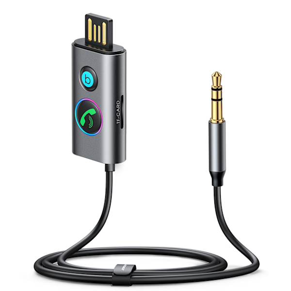Auton langaton äänilähetinvastaanotin USB AUX TF Card JR-CB7 harmaa