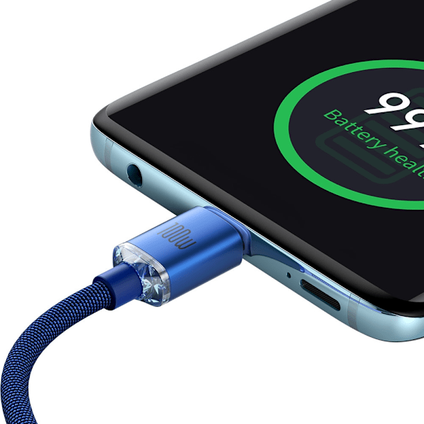 Kabel för snabbladdning och dataöverföring USB-C USB-C 100W 1,2m blå