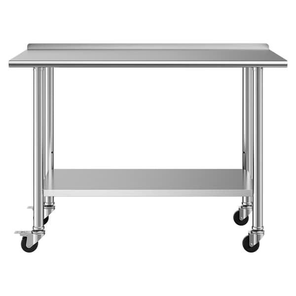 Arbejdsbord i rustfrit stål 48x24 tommer med hjul