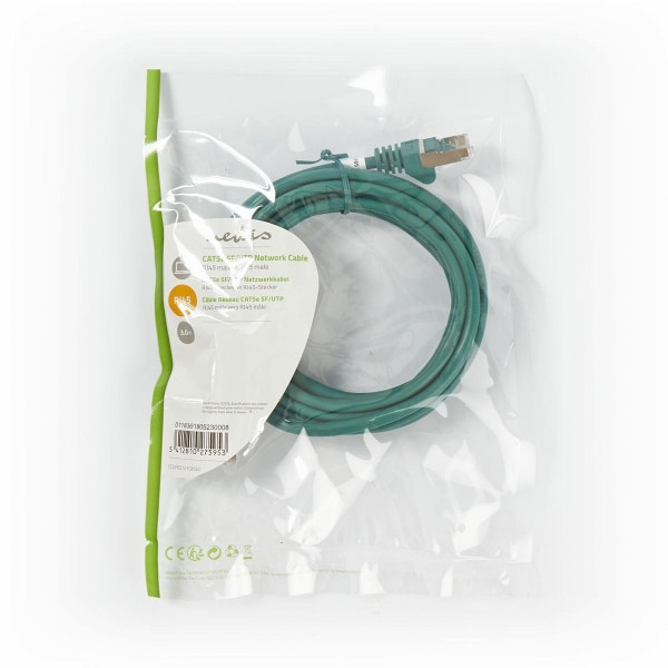 CAT5e verkkokaapeli | SF/UTP | RJ45 uros | RJ45 uros | 3.00 m | Pyöreä | PVC | Vihreä | Muovipussi