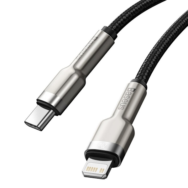 iPhone USB-C - Lightning Cafule Metal Data Strømforsyningskabel 20W 1m - sort