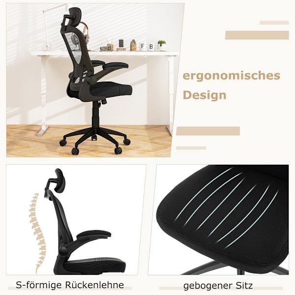 Ergonomisk kontorsstol i mesh med gungande ryggledarstol vridbar PC-stol