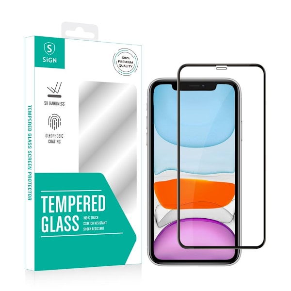 SiGN 3D skærmbeskytter i hærdet glas med støvnet til iPhone XR & iPhone 11