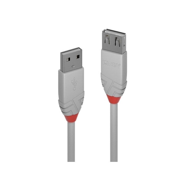 Lindy 36713, 2 m, USB A, USB A, USB 2.0, 0,48 Gbit/s, Grå