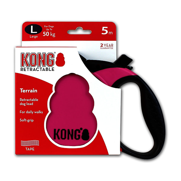 KONG Infällbart koppel Terräng Rosa L (5m/50kg)