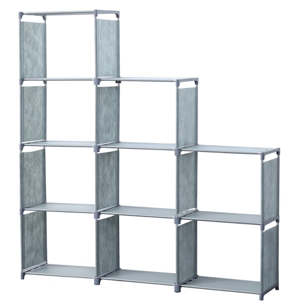 Herzberg HG-03633: 9-lags trappehylde Bogskab opbevaringsstativ (125x125cm) - Grå