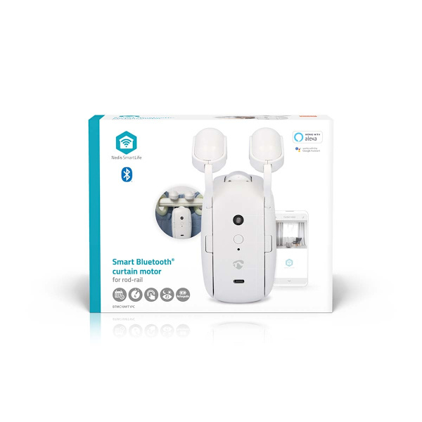 SmartLife Robot med Gardin | Stångskena | Draperier / Gardiner | Batteridriven / USB ström | 4000 mAh | Bluetooth® | Vit