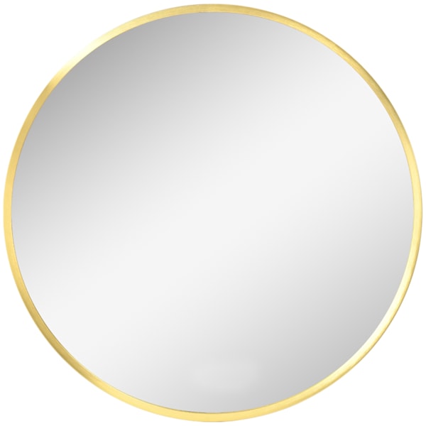 Badeværelsesspejl Med Led Rundt Vægspejl Ø50 Cm, Memory Funktion, Ip44, Til Stue & Soveværelse, Guld, Aluminium