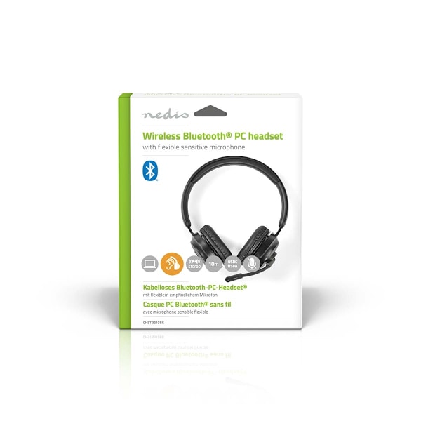 PC-headset | On-Ear | Stereo | Bluetooth | Fold-Away Mikrofon | Sort