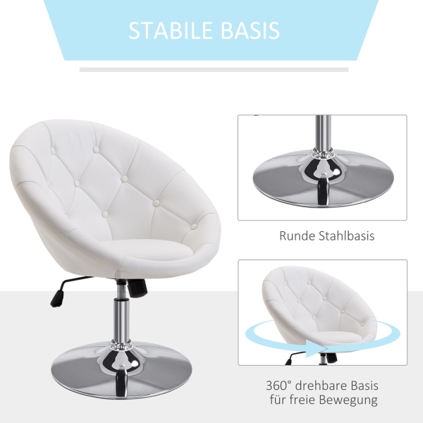 Arbejdsskammel Drejelig Skammel Forkromet Højdejusterbar Pu + Stål Sort/Hvid 56X71X78-90Cm (Hvid)