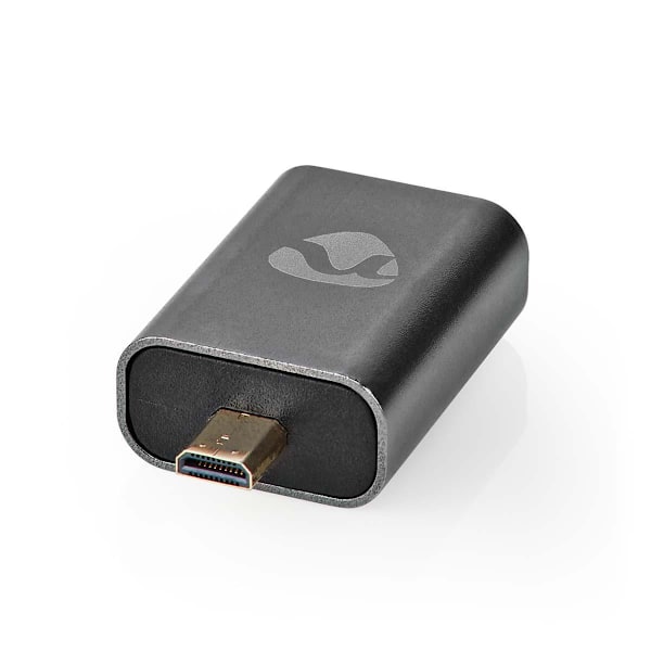 HDMI™ -sovitin | HDMI™ Micro / HDMI™ uros | HDMI naaras / HDMI™ Ulostulo | Kullattu | Suora | Alumiini | Gun Metal Harmaa | 1 kpl | Laatikko kannella