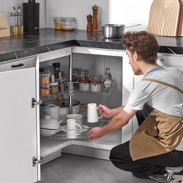 71 cm blind hjørne Lazy Susan, justerbar 2-lags stativ