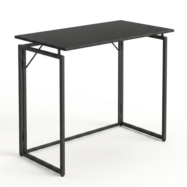 Hopfällbart skrivbord, svart – 80 x 40 cm, trä och stål