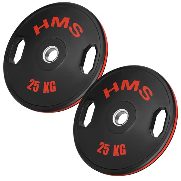 Olympiske vægtskiver, 2x25kg, stål og jomfrugummi