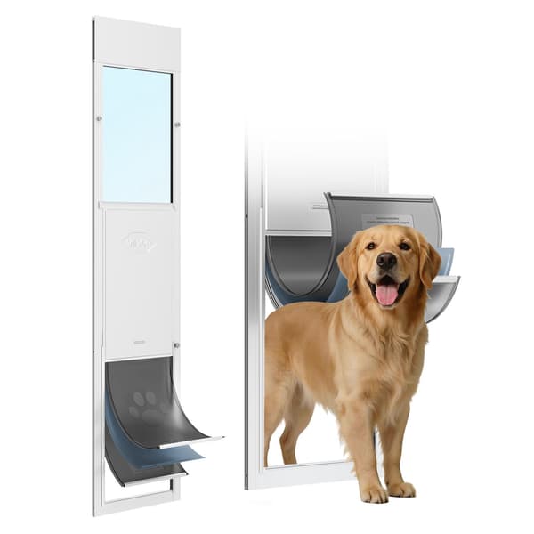Skydedør i glas til hunde, justerbar 75-80 tommer, XL-klap