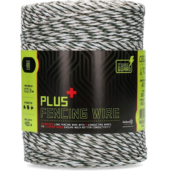 ZoneGuard 3 mm Plus aitavaijeri valkoinen ja vihreä 400 m