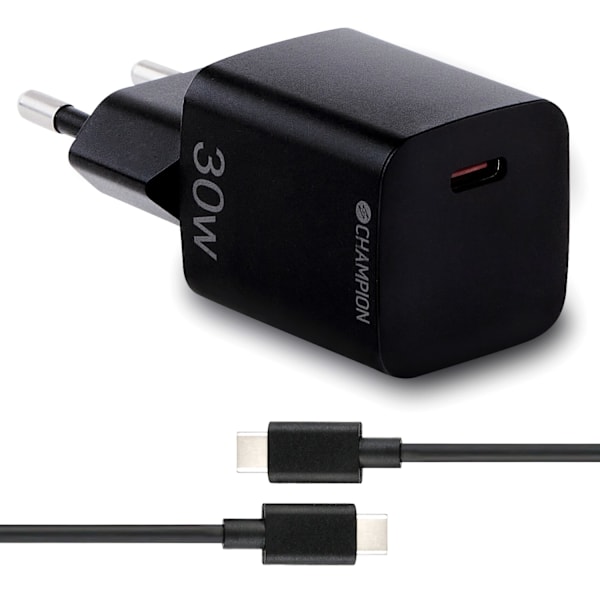 Oplader 30W + USB-C Kabel Sort