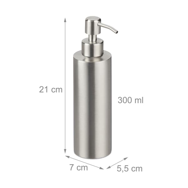 Dispensersæt til flydende sæbe, rustfrit stål, 300 ml
