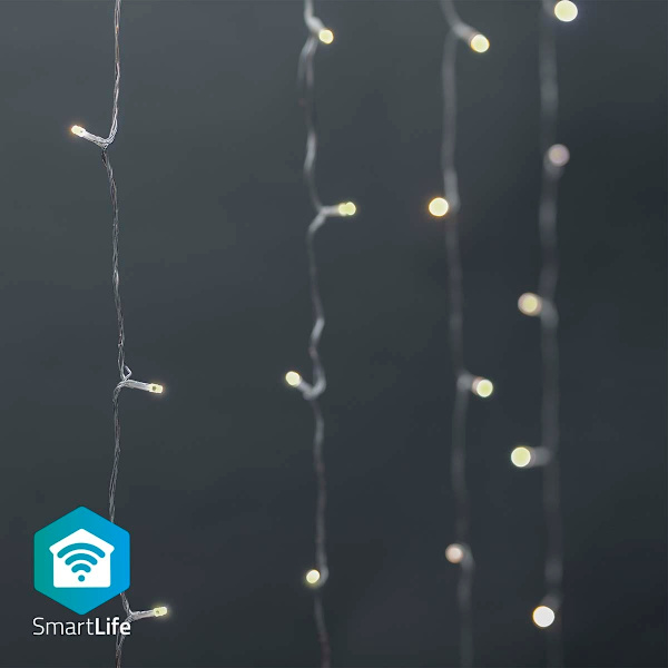 SmartLife Jouluvalot | Verho | Wi-Fi | Lämmin Valkoinen | 200 LED's | 3.00 m | Android™ / IOS