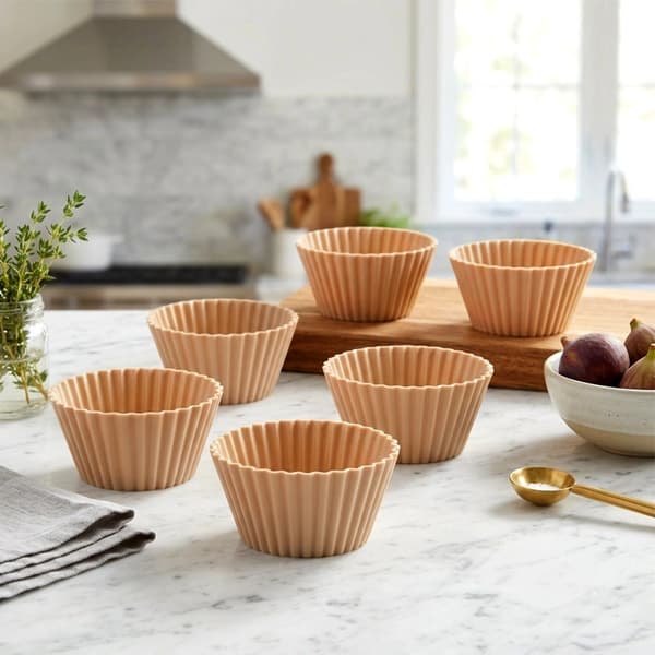 Silikonmuffinsformar, Beige, 6,5 cm, Set om 6